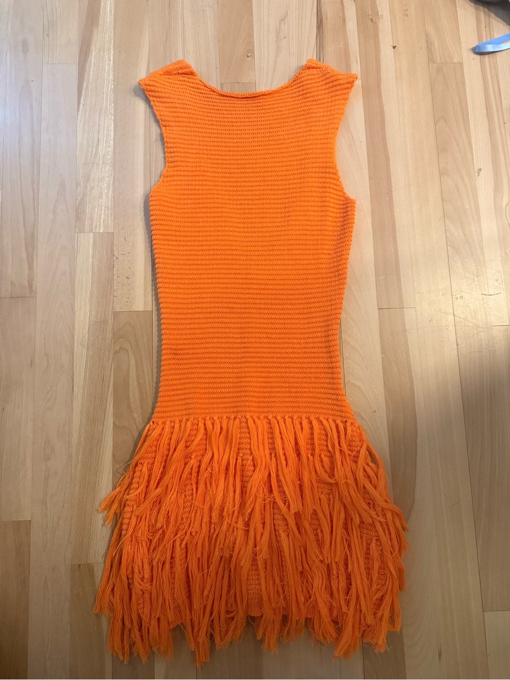 Kids Orange Fringe Knit Dress
